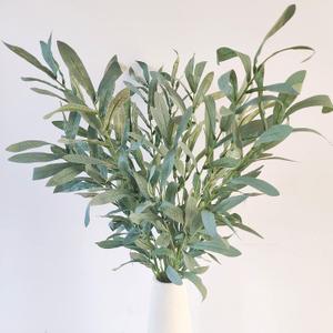4pcs Faux Greenery Branches Stems Fake Olive Branches Artificial Plants for Vase Home Party Decoration (Gray Green)
