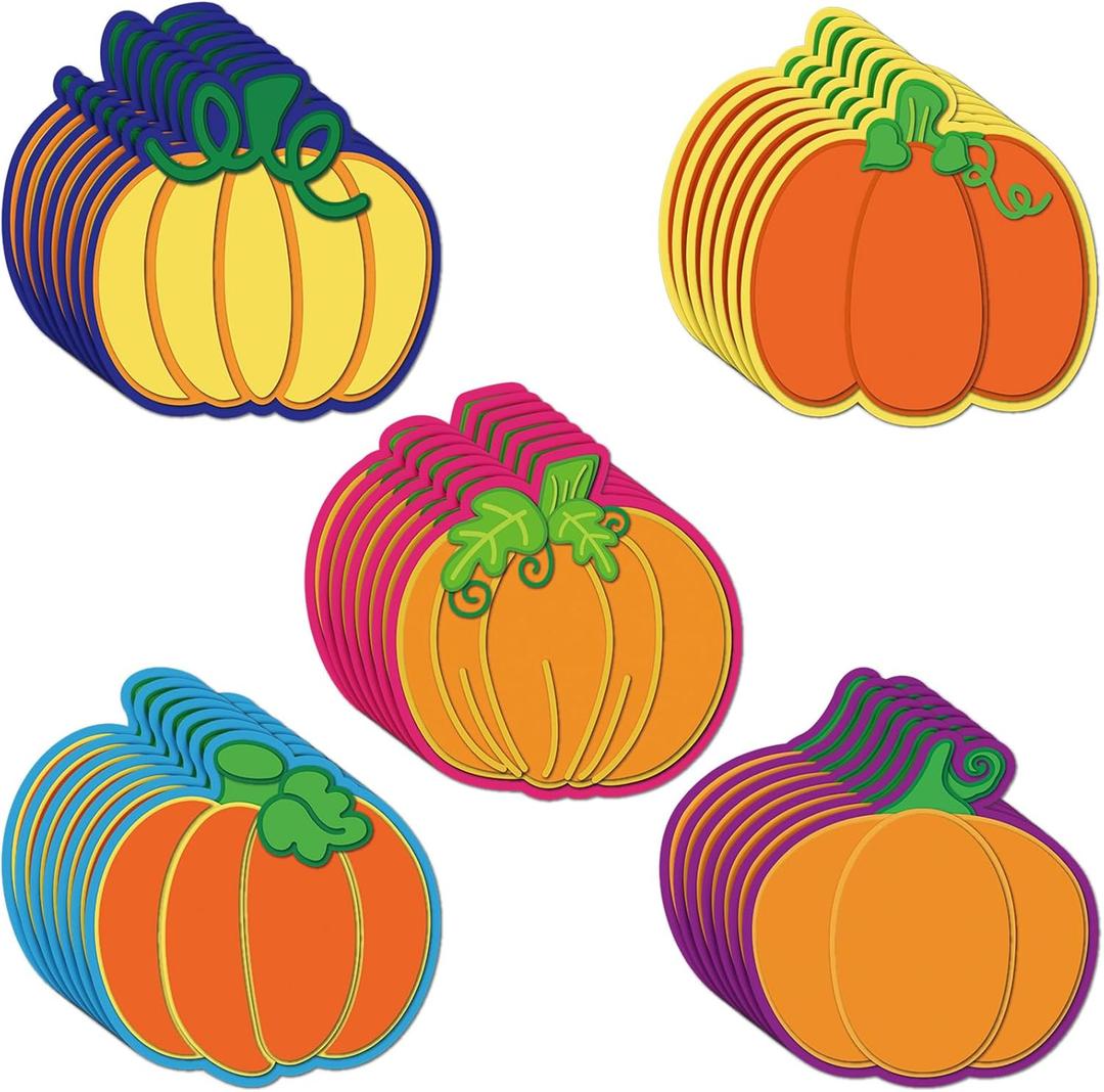 Zonon 80 Pieces Pumpkin Cutouts Classroom Decoration Pumpkin Cutouts with Glue Points for Bulletin Board Classroom School Fall Theme Thanksgiving Party, 5.9 x 5.9 Inch