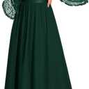 Wedtrend Women's Formal Dresses 2025 Wedding Guest Dress Bell Sleeve Bridesmaid Dresses Maxi Evening Dress (Dark Green), Small