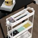 SPACELEAD Slim Storage Cart 4 Tier,Bathroom Organizer Rolling Utility, Mobile Shelving Unit Slide Out for Office, Kitchen, Laundry Room & Narrow Places,White