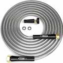TITAN Garden Hose 25FT - 304 Stainless Steel Metal Water Hose, Flexible, Kink-Free, Lightweight, Durable, Crush Resistant Fittings, Easy to Coil, 500 PSI