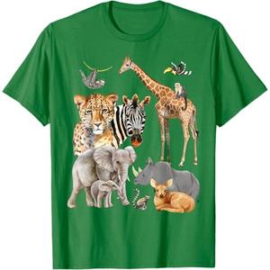 Wildlife Safari Party Animal Design T-Shirt M