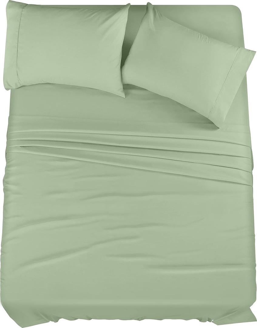 Utopia Bedding Queen Sheet Set  4 Piece Bed Sheets for Queen Size Bed, Soft and Breathable Microfiber, Includes 1 Fitted Sheet, 1 Flat Sheet and 2 Pillowcases (Sage)