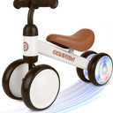 Colorful Lighting Baby Balance Bike Toys for 1 Year Old Boy and Girls Gifts, 12-24months Kids Toys Toddler 1st Birthday Gifts,No Pedal Infant 4 Wheels BicycleWhite