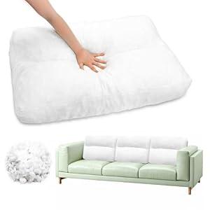 JZHLLA 3 PCS Shredded Foam Sofa Back Cushions Replacement Fluffy Memory Sponge Couch Pillow with Quilted Design 28x18x5 Inch Lumbar Support Pillow for Sofa Bed Floor