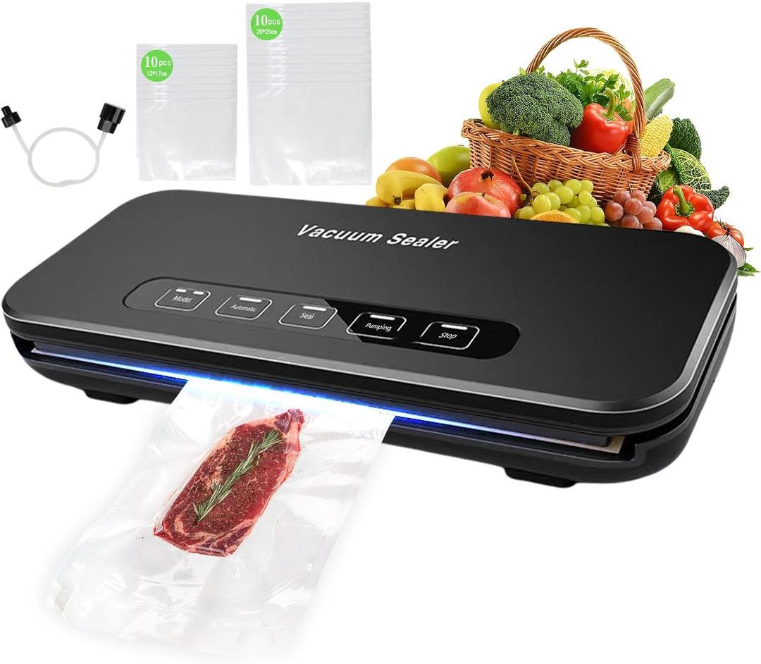 Vacuum Sealer Machine, Food Sealer Machine 85kpa Automatic 8-in-1 for Food Saving Dry/Moist Mode with Build-in Cutter&Storage, Air Suction Hose,Vacuum Bags 20 pcs Vacuum Sealer Machine, Food Sealer Machine 85kpa Automatic 8-in-1 for Food Saving Dry/Moist Mode with Build-in Cutter&Storage, Air Suction Hose,Vacuum Bags 20 pcs