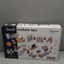 Toyssa Dollhouse Furniture Set, 36PCS Beech Wood and Plastic Miniature Doll House Accessories with Modern 5 Rooms & 4 Flexible Family Dolls, Pretend Play Toys Birthday Gift for Toddlers 3 4 5 6