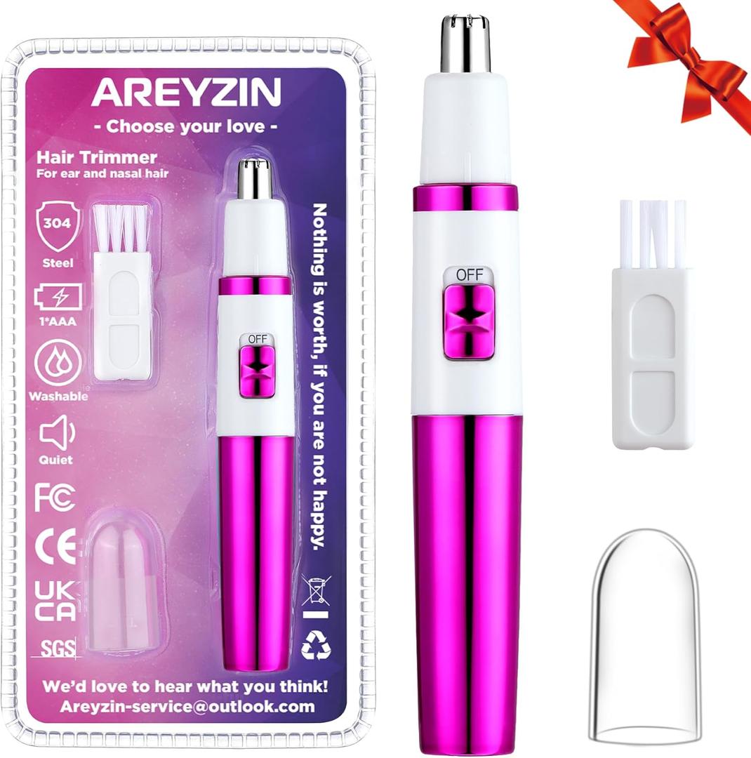 AREYZIN Nose Hiar Trimmer for Women,Ladies Painless Nose Trimmer Women,Eyebrow Facial Ear Hair Trimmer Hair Clippers Professional, Waterproof, Dual-Edge Blade, Purple