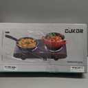 CUKOR Double Cast Iron 2 Burner, 1800W Countertop Burner, Dual Electric Stove Burners, Portable Double Burner for Cooking