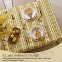 Floral Striped Block Print Tablecloth Rectangular, Farmhouse Linen Olive Green Table Cloth Heavy Weight Washable Table Cover for Spring Dining Party, 67x118''