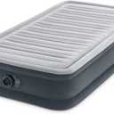 Intex 67765ED Dura-Beam Deluxe Comfort-Plush Mid-Rise Air Mattress : Fiber-Tech  Twin Size  Built-in Electric Pump  13in Bed Height  300lb Weight Capacity (Grey)