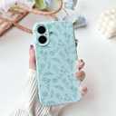 NITITOP for iPhone 16 Case Cute Flower Floral Leaves - Blue | Aesthetic, Flower branch, For girls women, Slim fit, Soft TPU, Shockproof, Protective, Waterproof