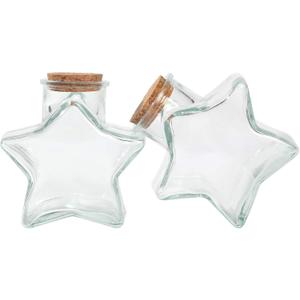 Magic Season Decorative Glass Bottles with Cork Stoppers (10 fl oz. Five-Pointed Star Bottles / 2 Pcs)