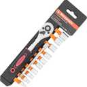 12 pcs 1/4 Inch Ratchet Socket Wrench SetSmall socket set with 4mm-13mm Metric Sockets Quick release ratchet handles and extension bar.