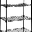4 Tier Storage Shelves Wire Shelving Rack Unit, Adjustable Metal Rack for Storage Kitchen Laundry Storage Rack (Black)