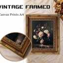 Vintage Gold Framed Flowers Wall Art Vintage Dark Moody Floral Painting Canvas Prints Moody Flowers Wall Decor Victorian Oil Painting Style Poster Print Artwork for Living Room Bedroom Home Decoration, 24"L x 16"W