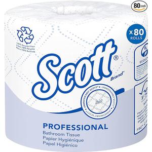 Scott Professional 100% Recycled Fiber Standard Roll Bulk Toilet Paper (13217), 2-Ply, Elevated Design, White, Individually Wrapped (80 Rolls of 473 Sheets, 37,840 Sheet Total)