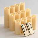 Waterproof Flameless Candles, 12 PC Battery Operated LED Pillar Candles with 2 Remote Controls & Timer, Flickering Indoor Outdoor Candles for Wedding, Patio, Easter, Bathroom, Home Decor, 4''5''6''