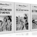 Framed Black and White Wall Art Retro Vintage Posters Set of 3 - Aesthetic Room Decor for Teen Girls | Funky Canvas Newspaper for Dorm and Apartment Decor 16x24in
