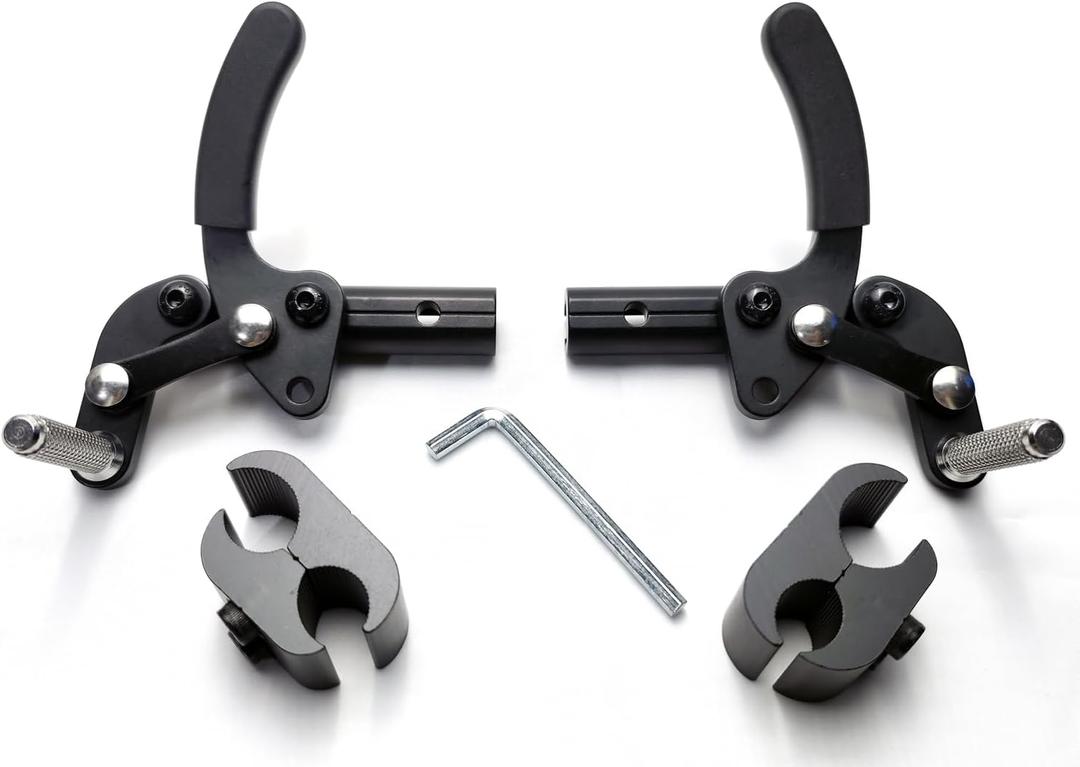 Wheelchair Brake(Left/Right),Wheel Lock, Push, Reversed,High Mount Pull (Curved Handle),W/Tools and 1"Wheel Lock Clamp,Aluminums,for Ki Mobility and Sunrise Wheelchair. Replacement Parts,1Pr,Black.