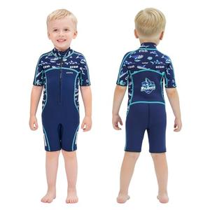 Goldfin Kids Wetsuit for Boys Girls, 3mm Shorty Wetsuits Neoprene Front Zip Wet Suits for Water Sports Surfing Swimming Snorkeling Diving Blue Size 4
