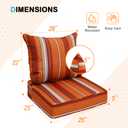 EAGLE PEAK Outdoor Deep Seat Patio Seat Cushion Set, 24 x 24 x 5 inch, 2-Piece Back Chair Cushion, 1 Pack, Red Stripe