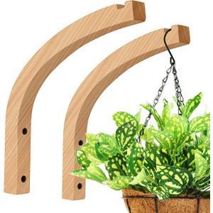 Wooden Plant Hangers - Hanging Plant Hooks for Indoor Outdoor, Wood Hanging Wall Plant Hooks Heavy Duty for Flower Pots Wind Chimes and Bird Feeders(2-Pack,8-Inch)