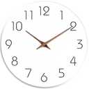 Mosewa Wall Clock Battery Operated 8 Inch White Silent Non Ticking Simple Minimalist Wooden Decorative for Kitchen Bathroom Bedroom Living Room Office