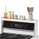 SpaceAid Bamboo Over the Stove Spice Holder Shelf, 31.5" Kitchen Organizer Stove Spice Top Rack, 11.6" Height Countertop Storage, Over Oven Back Sink Organization Shelf, White