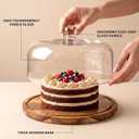 Clear Wooden Glass Dessert Dome with Base, Round Cake Stand Cover, Pastry Display Cloche for Food, Cake Plate with Cover for Baking Gifts Birthday Kitchen Party Weddings (11.4 inch)
