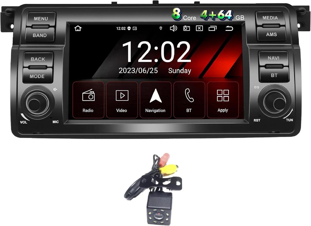 Egosonic Android 14 Car Radio 7inch for BMW E46 3 Series 1999-2004, Octa Cores (4+64GB), Wireless Carplay Android Auto, DSP+, Support 4G WiFi BT 5.0 SIM Card Slot
