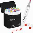 Caliart 52 Colors Alcohol Markers Dual Tip, Fine & Chisel Permanent Drawing Pens with Case, Based Art Markers for Adult Coloring Books No Bleeding, Artist Sketch Illustration Lettering Craft Supplies (52 Count (Pack of 1))
