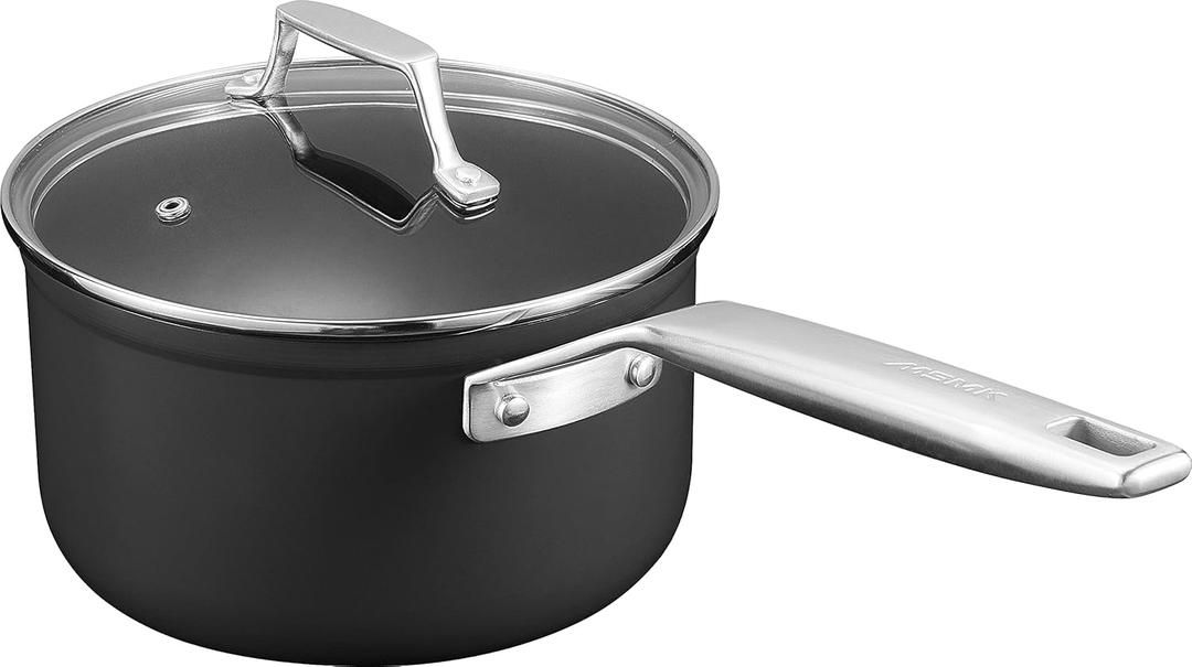 MSMK 3.5 Quart Non stick Sauce Pan with lid, Stay-Cool Handle, Burnt also Nonstick, PFOA Free Non-Toxic, Scratch-resistant, Induction Cooking Pot (Hard Anodized Grey) MSMK 3.5 Quart Non stick Sauce Pan with lid, Stay-Cool Handle, Burnt also Nonstick, PFOA Free Non-Toxic, Scratch-resistant, Induction Cooking Pot (Hard Anodized Grey)