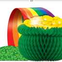 Beistle St. Patricks Day Decoration Bundle Shamrock Tablecover and Pot O Gold with Rainbow Centerpiece, Irish Party Supplies for Festive Tables, Green Themed Events, and Holiday Celebrations