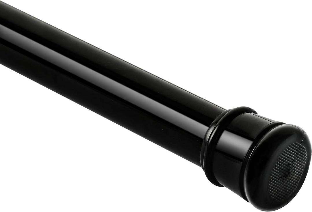 Shower Curtain Rod 56-104 Inch, 1"Diameter Spring Long Adjustable Tension Curtain Rods for Bathroom Windows Closet No Drilling No Rust, Black (56-104Inch)