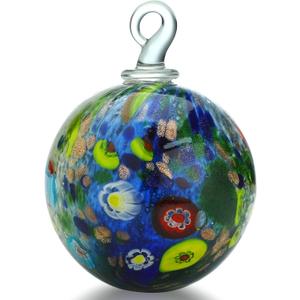 QFkris 4" Hand-Blown Glass Ornaments Glass Christmas Ornaments Friendship Balls for Christmas Tree Hanging Gardens Window Outdoor Gazing Ball Witch Balls for Women (Blue)
