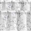 Luvyohmee Tree Branch Printed Curtain Valance, 18 inches Long Window Treatment Valance, Grey Window Valances for Kitchen, Bathroom, Dining Room, Living Room, Bedroom and Kids Room, 2 Panels