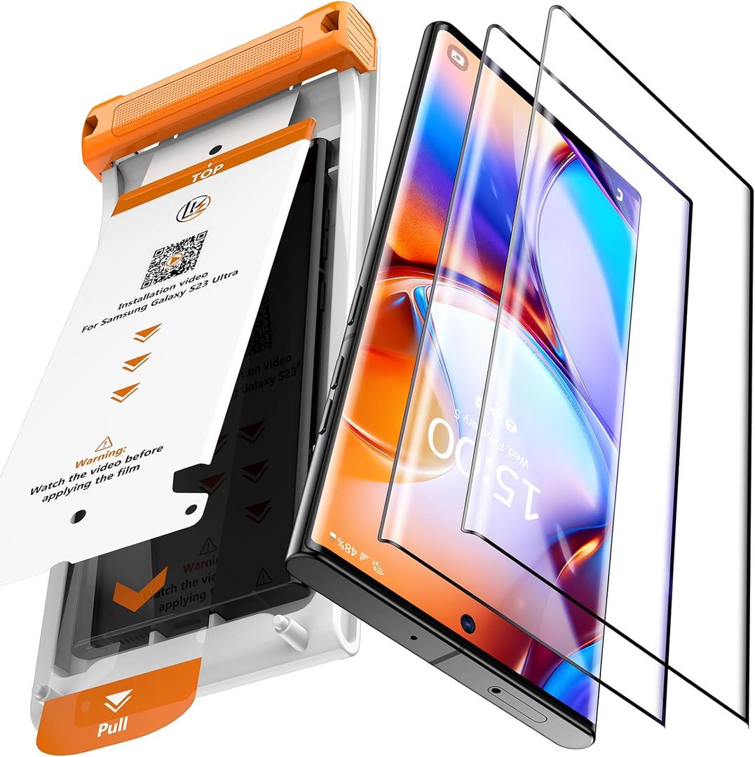 LK 2 Pack for Samsung Galaxy S23 Ultra Screen Protector, Flexible Glass | [GAME-CHANGER] [12FT Military Grade Shatterproof] Bubble-Free Film for Cell Phone s23 Ultra, Speakerphones, Ultra-Thin