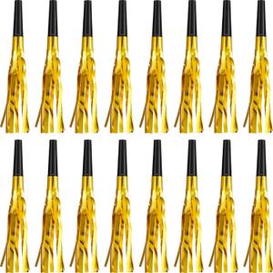 Sumind 24 Pieces Gold Noise Makers Glitter Noise Makers Metallic Fringed Party Blowers for Adults Birthday Graduation Sporting Events 2025 New Years Party Favor Supplies