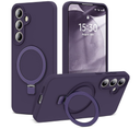 Designed for Samsung Galaxy S24 Plus 6.7'' with Magnetic Ring Stand[Compatible with Mag-Safe][Military-Grade Protection] Slim Liquid Silicone S24 Plus Phone Case for Men Wowen,Deep Purple