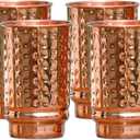 Pure Copper Hammered Tumblers Set of 4 | 350ml (11.8oz) | Handmade Ayurvedic Drinkware for Health & Wellness | Travel Copper Cups