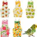 5-Piece Set Bird Diaper, Parrot Diaper, with Peach, Orange, Watermelon, Banana, Kiwi Designs, Comfortable Fit for Small Birds