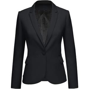LookbookStore Womens Notched Lapel Pockets Button Work Office Blazer Jacket Suit Black, XL