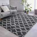 GAOMON Area Rug 7.5x9 Modern Indoor Plush Bedroom Rug Luxury Living Room Fluffy Rug Plush Shag Geometric Carpets for Girls Boys Kids Room Dorm Nursery Home Non-Skid Rug Dark Grey