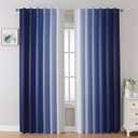 MIUCO Blackout Curtains & Drapes for Bedroom Living Room 84 Inches Long Navy Blue and White Room Darkening Ombre Curtains Rod Pocket & Back Tab Curtains Thermal Insulated Light Blocking 2 Panels Set
