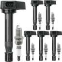 UF242 Ignition Coil Pack 30520-P8E-A01 and Iridium Spark Plugs 4503 Set of 6 Fit For Honda Accord 2000-2007 Odyssey 1999-2007 2008-2010 EX LX Pilot 2003-2008 Ridgeline 2006-2008 Acura MDX TL V6