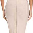 HQBORY Bandage Skirt Knee Length Bandage Skirt Stripe Pencil Skirt (2XL,Nude)