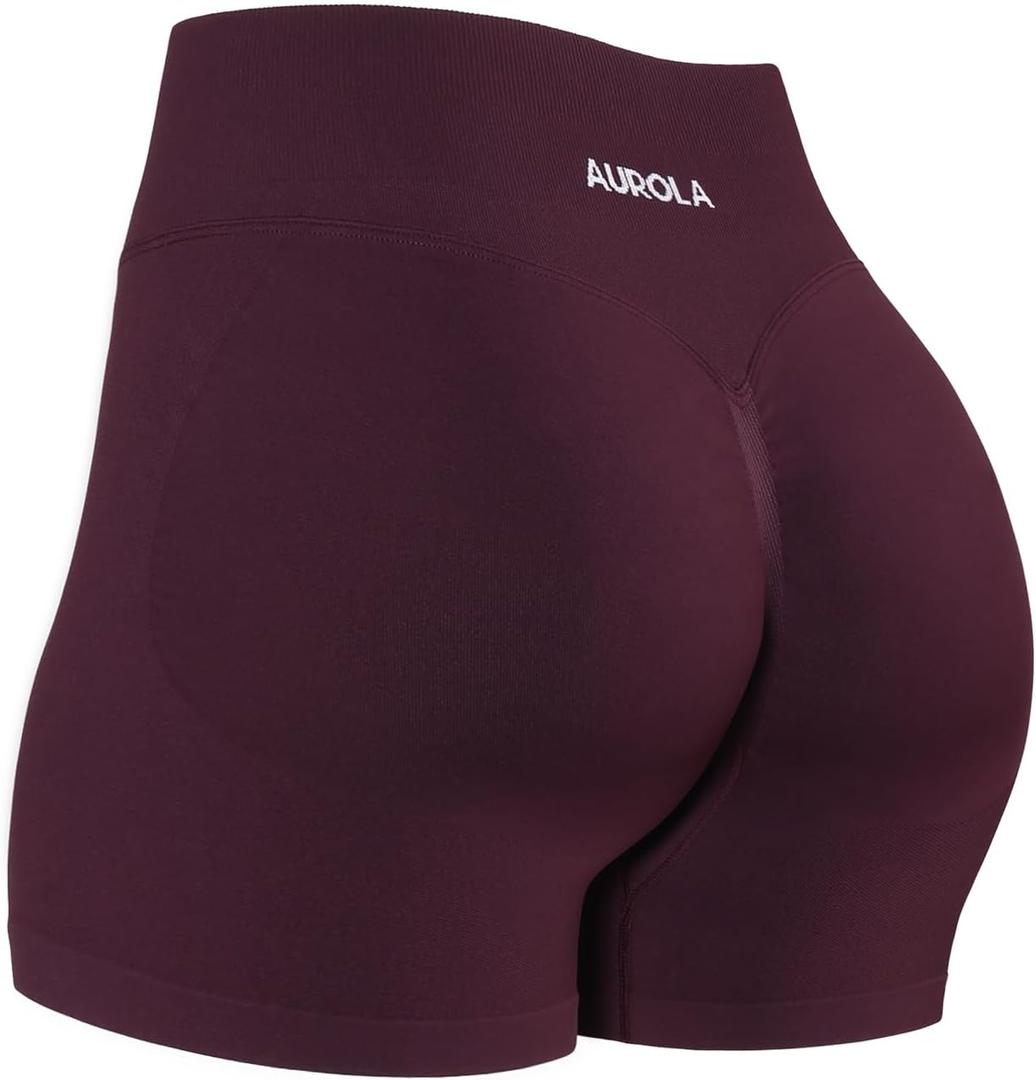 AUROLA Influence Workout Shorts for Women,2.5 3.5 4.5 5.5 6.5 No Roll Up Squat Proof Scrunch Seamless Compression Gym Short (Purple, M)