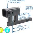 TOPTOW Trailer Hitch Extender Adapter, 2" Receiver, 4-1/4 inch Rise/Drop, 1-1/4 inch Solid Shank, 8-5/8" Extension