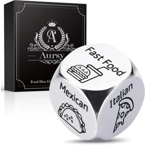 Easter Basket Stuffers Gifts for Him Her Kids, Date Night Food Dice, Gifts for Men Women Men Kids Adults, Birthday Gifts for Him Men's Gifts, Couple Wedding Easter Father Day (Silver)